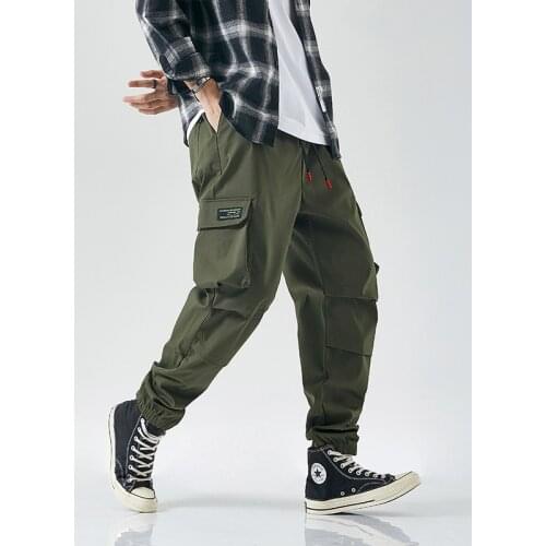 April MOMO 2021 Spring New Mens Overalls Trendy Brand Increased Casual Pants Mens Trend Loose Ankle-length Pants