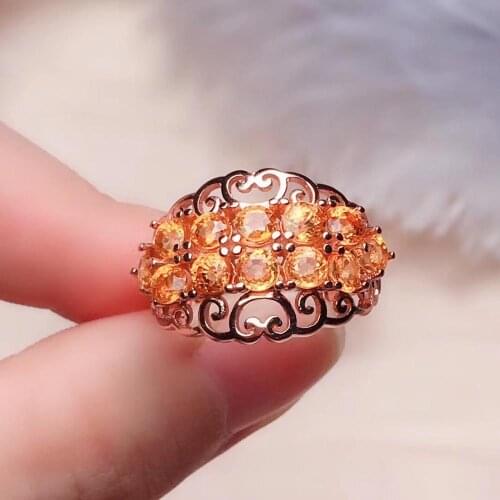 Vivid Orange Garnet ring Free shipping Natural real red garnetRing 925 sterling silver Fine jewelry