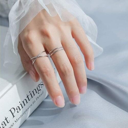 Women Silver Rings Adjustable Geometric Fashion 925 Sterling Ring for Women Wedding Bands Party Jewelry Accessories Wholesale