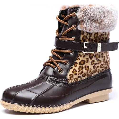 459-1199 TONGPU Womens Lace-Up Snow Boots Thermal Winter Duck Boots with Belt Details