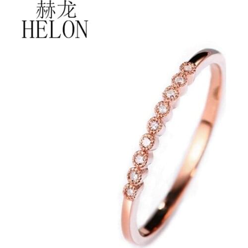 HELON SI/H Natural Diamonds Ring Solid 10k Rose Gold Engagement Ring for Women Wedding Ring Fine Jewelry Trendy Fine Jewelry