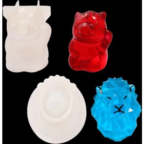 1pcs UV Resin Jewelry Liquid Silicone Mold Lion Head Three-Dimensional Pig Crystal Epoxy Silicone Resin Mold For Jewelry Making