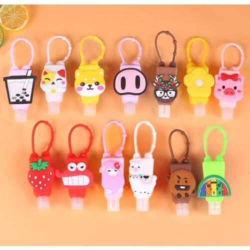 1pc Portable Cartoon Fruit Animal Silicone Baby Shower Hand Sanitizer Bottle Holder