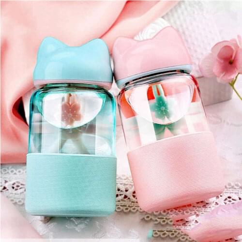 1 Pcs of Fox Ears' Style Glass Water Bottle 200-300 ML