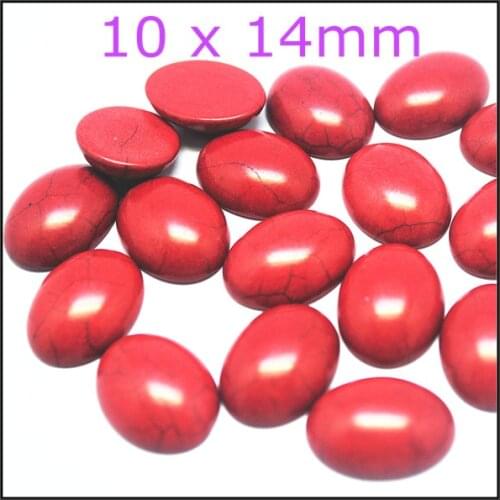 10PCSselling new red turquoisee stone cabochons charms earrings oval shapes size 10x14mm 13x18mm 15x20mm 18x25mm 20x30mm 30x40mm