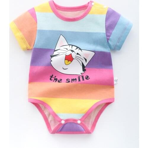 2021 Summer Newborn Infant Baby Boys Girls Short Sleeve Bodysuits Cotton Toddler Kids Jumpsuits Outfits