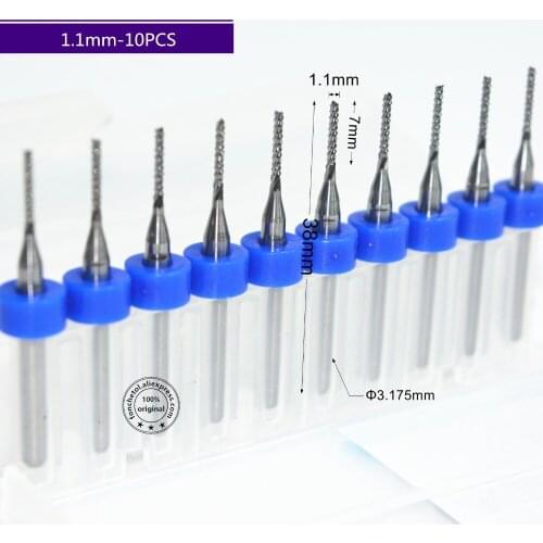 3.175mm*1.1mm-10pcs,Free shipping micro PCB Corn Milling Cutter,Solid carbide CNC Drill Bit,wood tool,plastic,MDF,copper