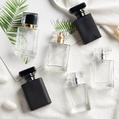 30ml Square Glass Refillable Perfume Bottle Atomizer High-grade Empty Cosmetic Container Portable Perfume Spray Bottle Crystal