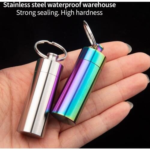 304 stainless steel waterproof storage small medicine bottle portable deep waterproof EDC multifunctional sealed tank