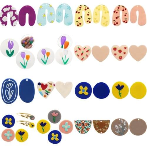 Fruit Flower 3D Relief Acrylic Flatback Resin with Hole 1Pc for DIY Jewelry Earrings Necklace Keychain Craft,1Yc20216