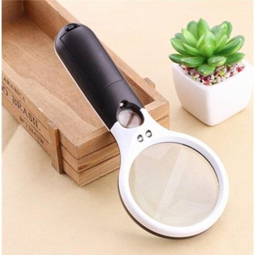 3x 45x glasses loupe optical lens 3 LED Handheld Magnifier hand illuminated magnifier magnifying glass lamp