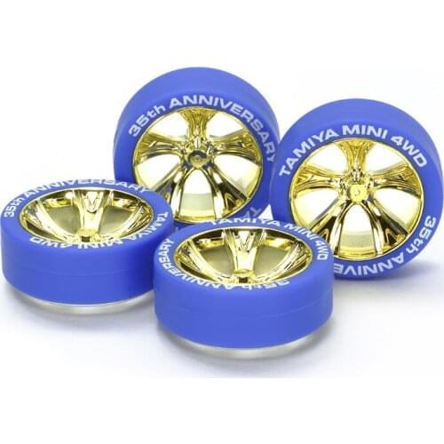 4PCS Car Tires For Tamiya Mini 4WD Racing Car Model 35th Anniversary Middle Diameter Tire Wheels Spare Parts 95098/95099