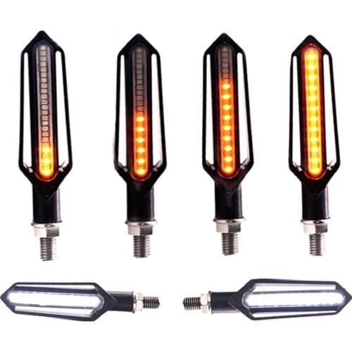 4Pcs DC12V Motorcycle Turn Signal Flowing Water 24 Led Blinker Flashing Flash Lights Motorbike DRL Indicator Light Brake Lamp
