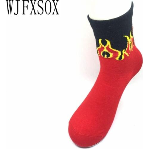 WJFXSOX 5 pair Unisex Cotton Patterned Design Flame Bomb Baseball Harajuku Cool Skateboard Socks Hip Hop Socks cotton sock Meias