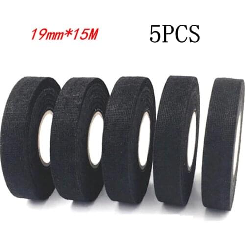 5pcs Heat-resistant Wiring Harness Tape Looms Wiring Harness Cloth Fabric Tape Adhesive Cable Protection 19mm x 15M