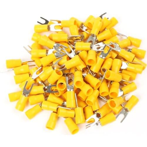 50PCS SV5.5-4 Yellow Furcate terminals Cable Wire Connector insulated terminal block 12-10AWG