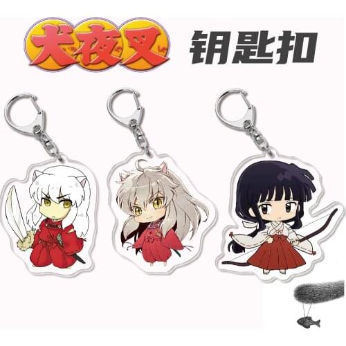 Anime Inuyasha Cosplay Acrylic Keychain Toy Inuyasha Figures Keyring Double-sided Key Chain Pendant Gift