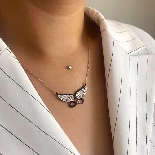 Angel Heaurt Endless 925 Sterling Silver Necklace Women Girls Gift Jewelry Accessories Fashion Handmade Elegant Chain