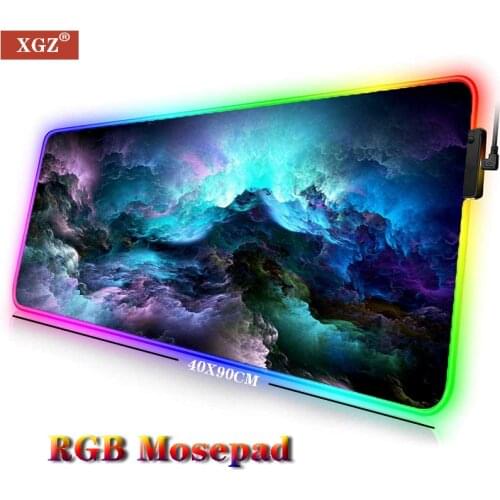 XGZ RGB Large Gaming Mouse Pad Blue Purple Cloud Space Waterproof Expansion Locking Computer Desk Notbook For CSGO Dota 2 LOL
