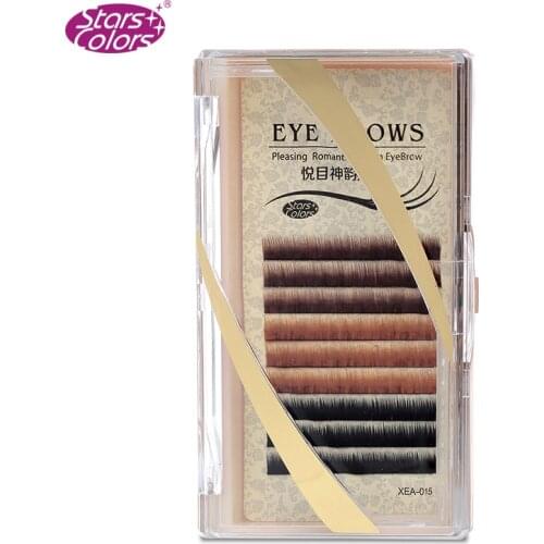 Eyebrows 6mm length 0.10mm thickness 3 Colors in same Tray Beauty Makeup Extensions Eye Brow