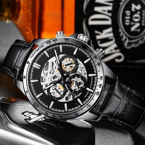 Top Brand Mechanical Wristwatch Luxury Fashion Fully Automatic Week Stainless Steel Waterproof Sport 30M Watch Men AILANG 8827B