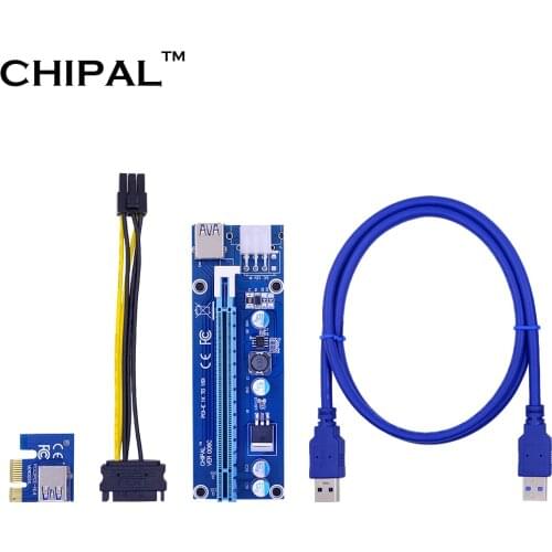 CHIPAL 10pcs VER006C 100cm PCI-E Riser Card 006C PCI Express 1X 16X USB3.0 Cable 6Pin to 15Pin Power Cord for BTC Miner Mining