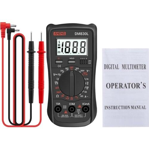 DM830L Digital Multimeter 1999 Count Electrical Transistor DC/AC with Backlight