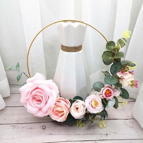 25cm Wedding Flower Handheld Bride Flower Garland Wedding Dress Accessories Bride Holding Flowers Floral Hoop Party Decoration