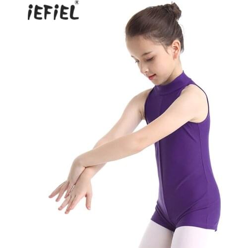Kids Girls Sleeveless Ballet Dress Costume Mock Neck Zippered Back Ballerina Ballet Dance Gymnastics Leotard Unitard Dancewear