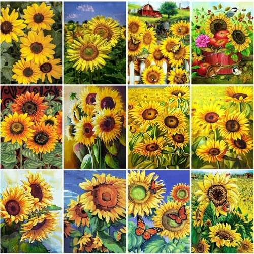EverShine Diamond Painting Sunflower Cross Stitch Diamond Mosaic Flower Full Drill Square Rhinestones Embroidery Handmade Gift