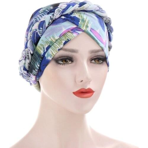Head Scarf for muslim women Bohemia print cotton braid turban bonnet hijab Caps Inner hijabs femme musulman arab wrap turbantes