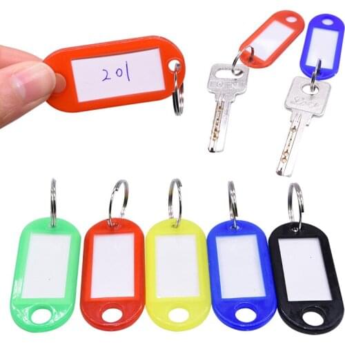 Hot! 50pcs Colorful Plastic Keychain With Split Ring Key Id Tags Labels Name Baggage Luggage Cards Tags Home Key Classification