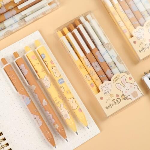 JIANWU 6Pcs/Set Caramel Macchiato Gel Pen 0.5mm Black Ink Ballpoint Pen Kawaii Cartoons Anime School Pens Stationery Supplies