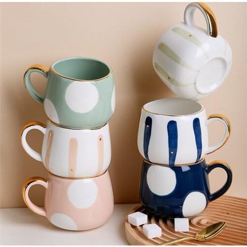 Nordic Ceramic Coffee Mug Household Phnom Penh Breakfast Milk Mug Large Capacity Couple Oatmeal Cup Drinkware Birthday Gift