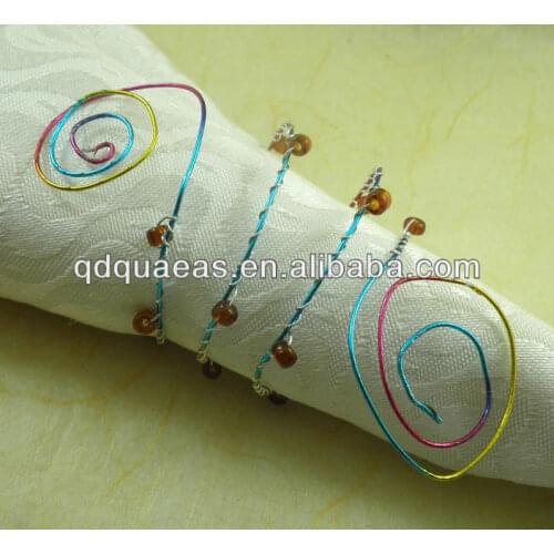 Napkin rings metal with beads, wholesale napkin holder