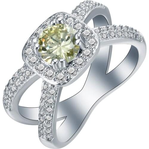 UFOORO party ring yellow white Zircon CZ finger finger Ring Cross new fashion trendy lovely luxury engagement ring gift