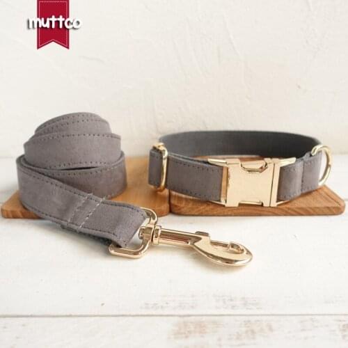 MUTTCO retailing handmade THE DEEP GRAY poly satin and nylon Grey dog collar and leash 5 sizes UDC025J