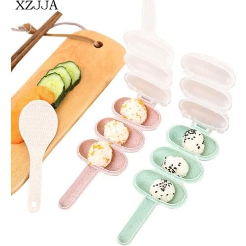 1SET Creative Cartoon Bear Rice Ball Molds Child DIY Ball Shape Sushi Meatballs Maker Tools With Spoon Home Kitchen Accessories