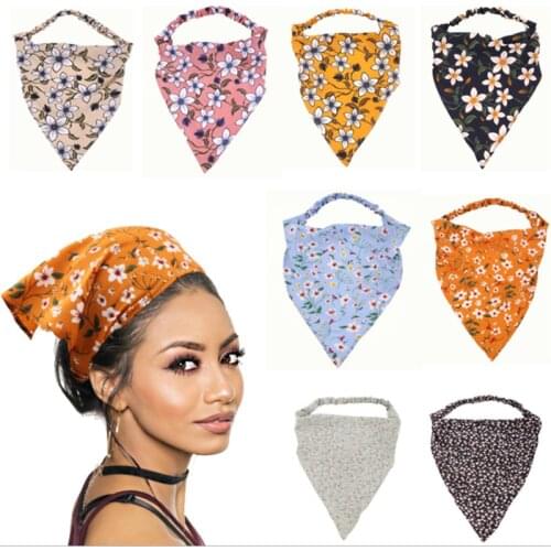 New Floral Elastic Hair Band Wash Face Scarf, Sunscreen, Oily Smoke, Riding Anti-smog Triangle Scarf Headband Hair Accessories
