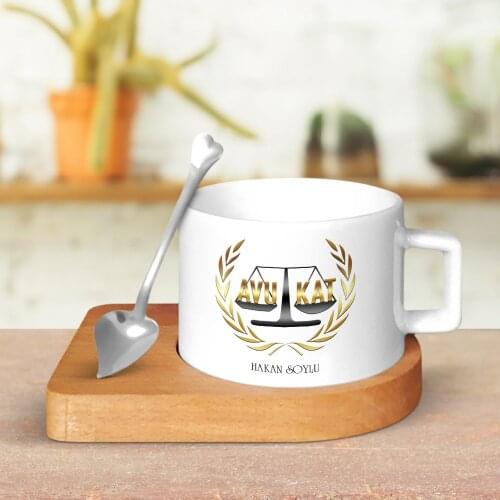Personalized Professional Lawyer Design Wood Altlıklı Ceramic Cup-4