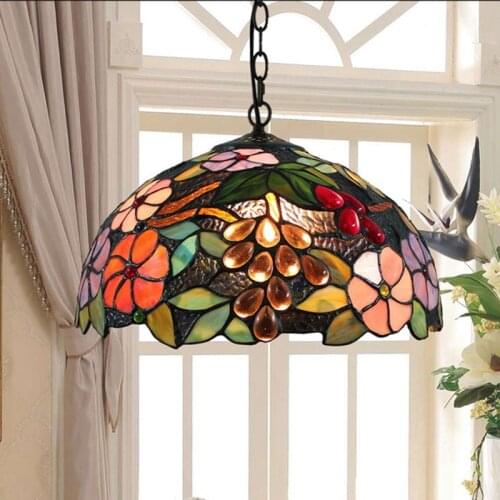 30CM Tiffany Pendant Light Single Head Corridor Aisle Lights Flower Lampshape E27 Creative Pendant Lights