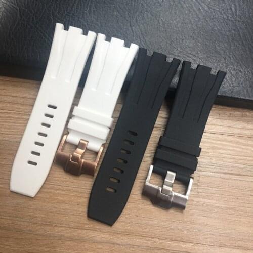 30mm Black White Waterproof Soft Rubber silicone Watchband Watch Strap For AP AP26400 44mm Case Watch Audemars And Piguet Belt