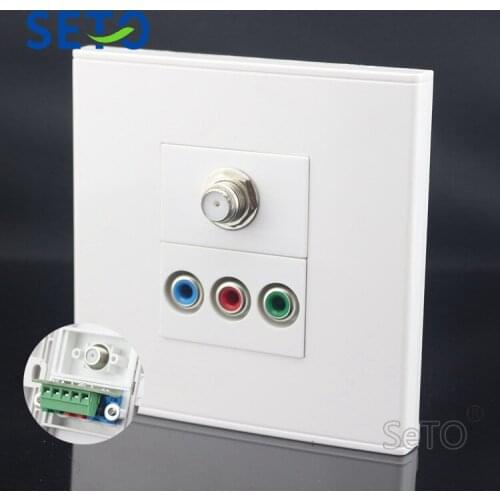 SeTo 86 Type F Head Digital TV + RGB Multi-Media Connector Panel Wall Plate Socket Keystone Faceplate
