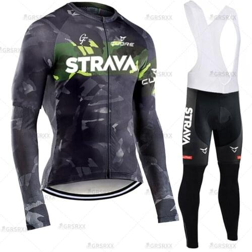STRAVA Females' Long Sleeves Cycling Set Team Profession MTB Racing Sportswear Bike Team Uniform Spring Anti-UV Cycling Clothes