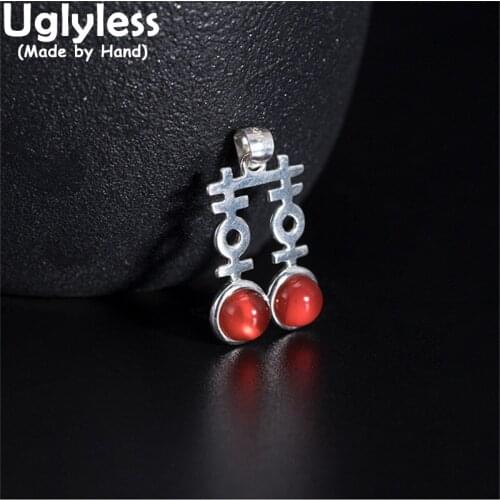 Uglyless China Chic 925 Silver Jewelry Sets for Women Natural Agate Earrings Pendants Necklaces Chinese XI Brincos Gift NO Chain