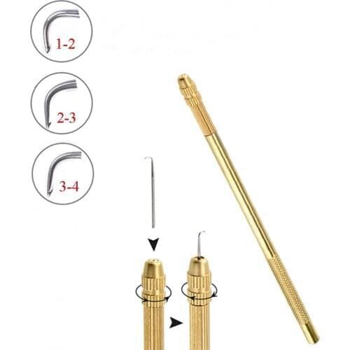 Hair Ventilating Needle 1pcs+3pcs Metal Detachable Needle Make Full Hair Lace Front Wig Toupee Hairpiece Quality Wig Hook Sets