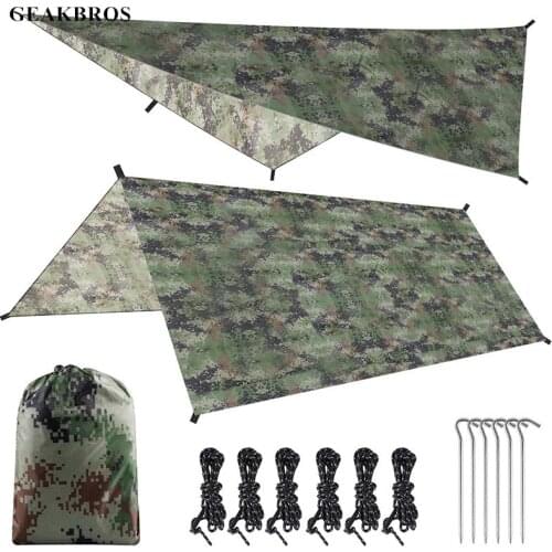 Waterproof Camo Sun Shelter 3x3 Awning Sunshade Fly Tarp Tourist Canopy Tarp Tent Outdoor Camping Shelter Beach Picnic Tarp