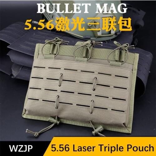 WZJP Tactical Magazine Pouch MOLLE Laser Triple Rifle Mag Pouch For 5.56/7.62 rifle Mags AR/AK/G36, M14 with 4 Colors