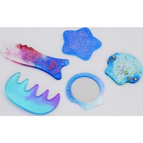 Mirror long fish Crown ornaments pendant Liquid silicone mold DIY resin jewelry pendant lanugo mold resin molds for jewelry