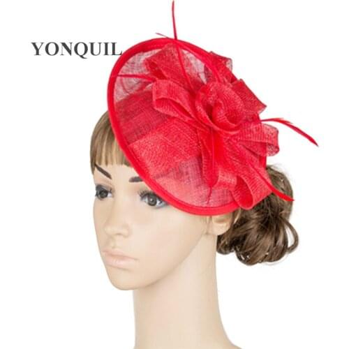 Nice Sinamay Wedding Hair Fascinator Hat Headband Hoops Headwear Women Elegant Formal Race Fedora Hat Hair Clip For Derby Show